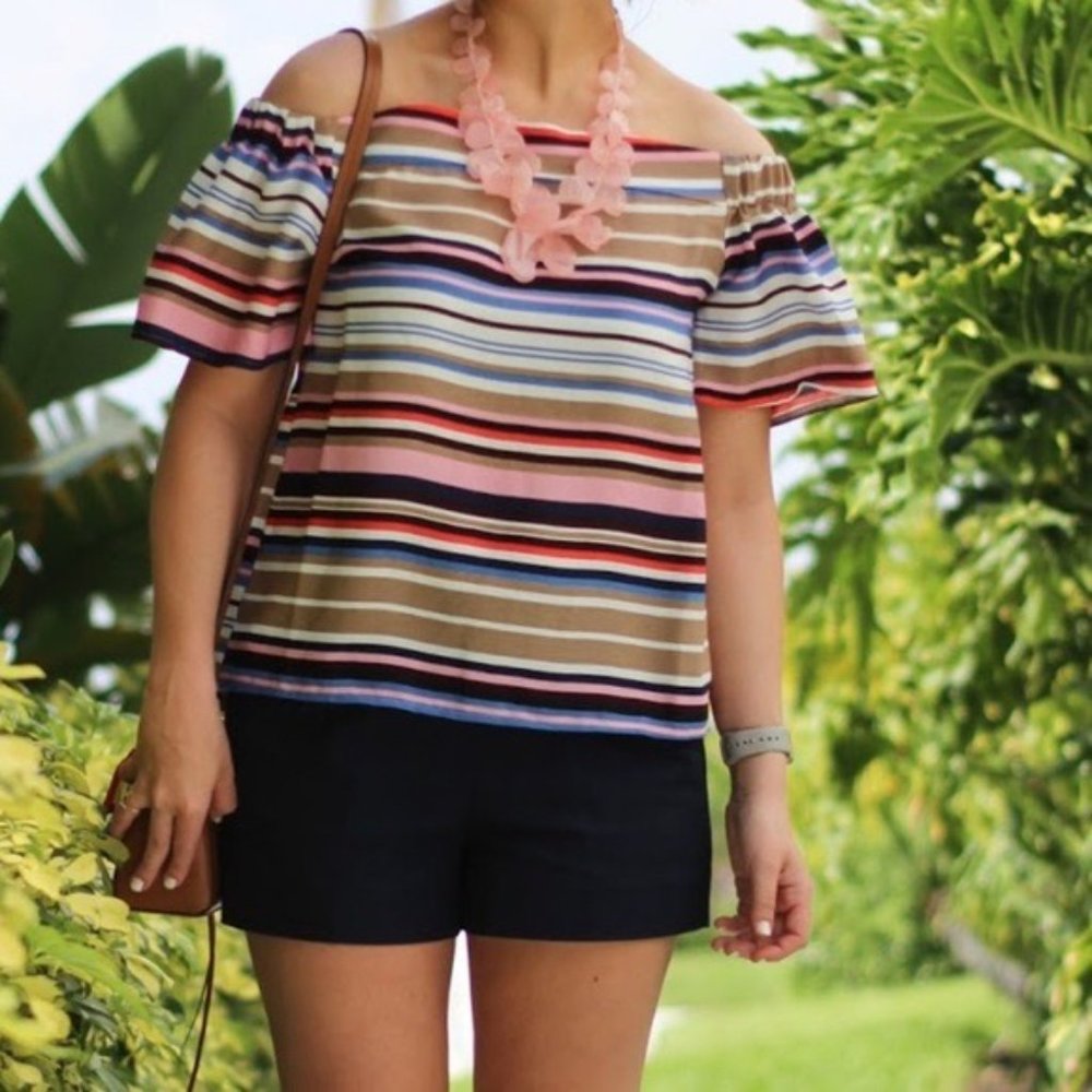 Francesca's Hazel Off The Shoulder Multi Striped Top - Multi